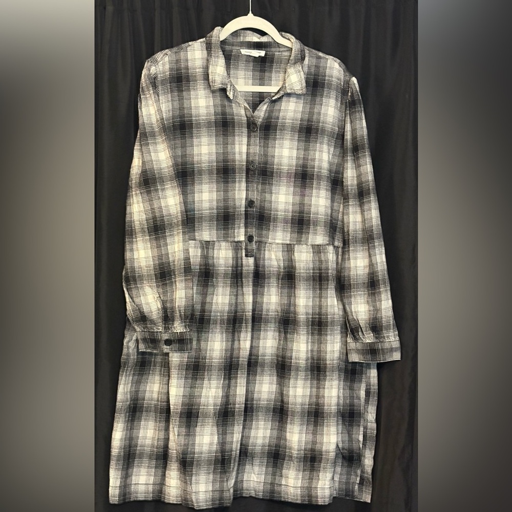 Cozy Beachlunchlounge Black and White Plaid Dress
